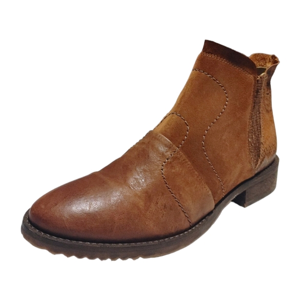 Casta Brown Leather Western Style Snake Pattern Zip Up Ankle Boots Women Size 7 - Picture 8 of 11